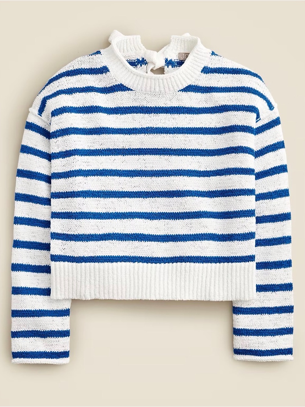 NWT J Crew Textured tie-back Rollneck™
sweater in blue/white stripe XS